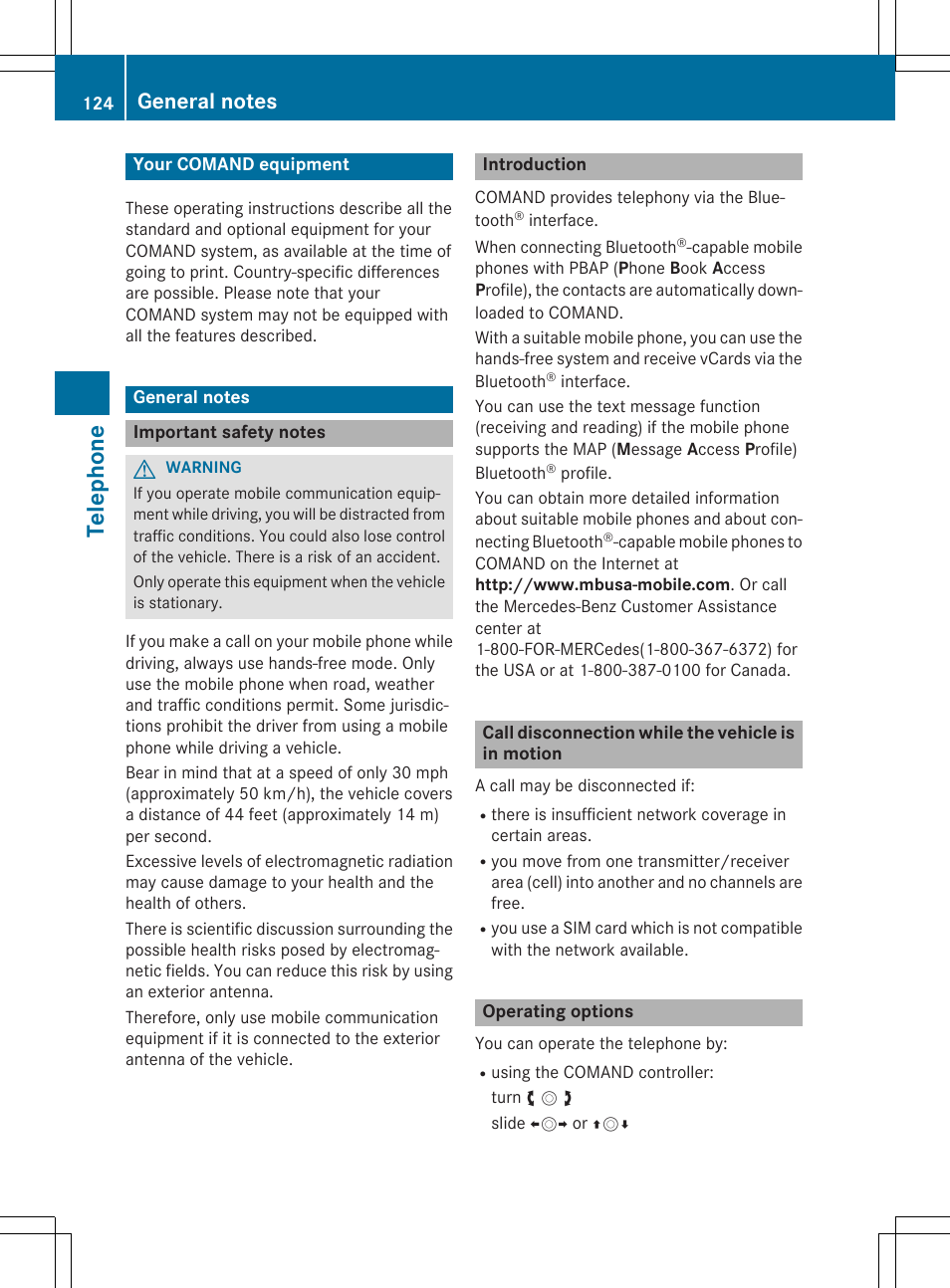 Telephone | Mercedes-Benz CLA-Class 2014 COMAND Manual User Manual | Page 126 / 270