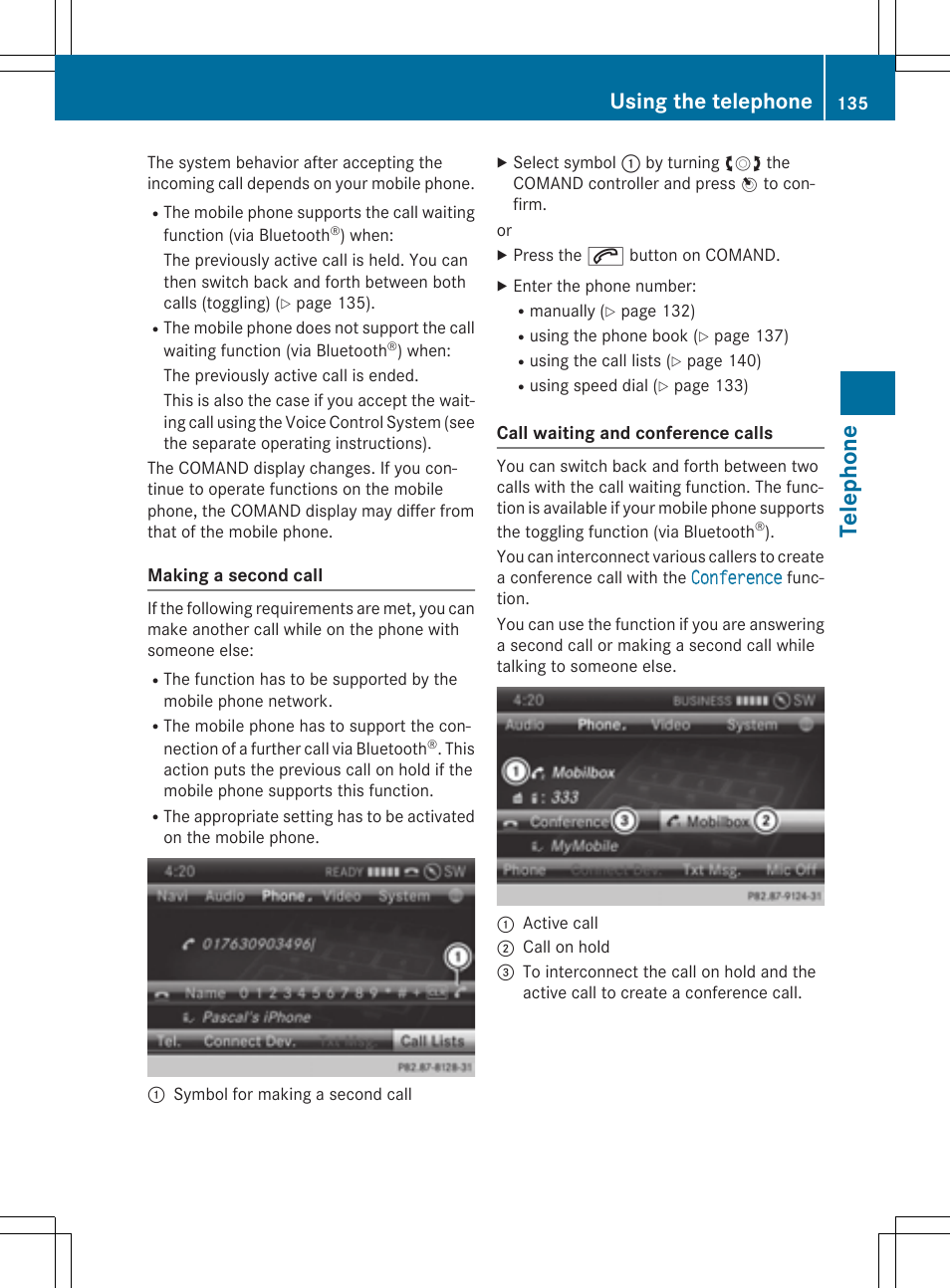 Telephone, Using the telephone | Mercedes-Benz CLA-Class 2014 COMAND Manual User Manual | Page 137 / 270