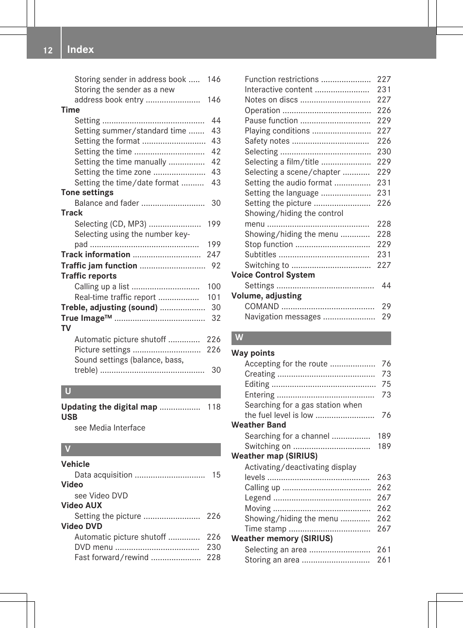 Index | Mercedes-Benz CLA-Class 2014 COMAND Manual User Manual | Page 14 / 270