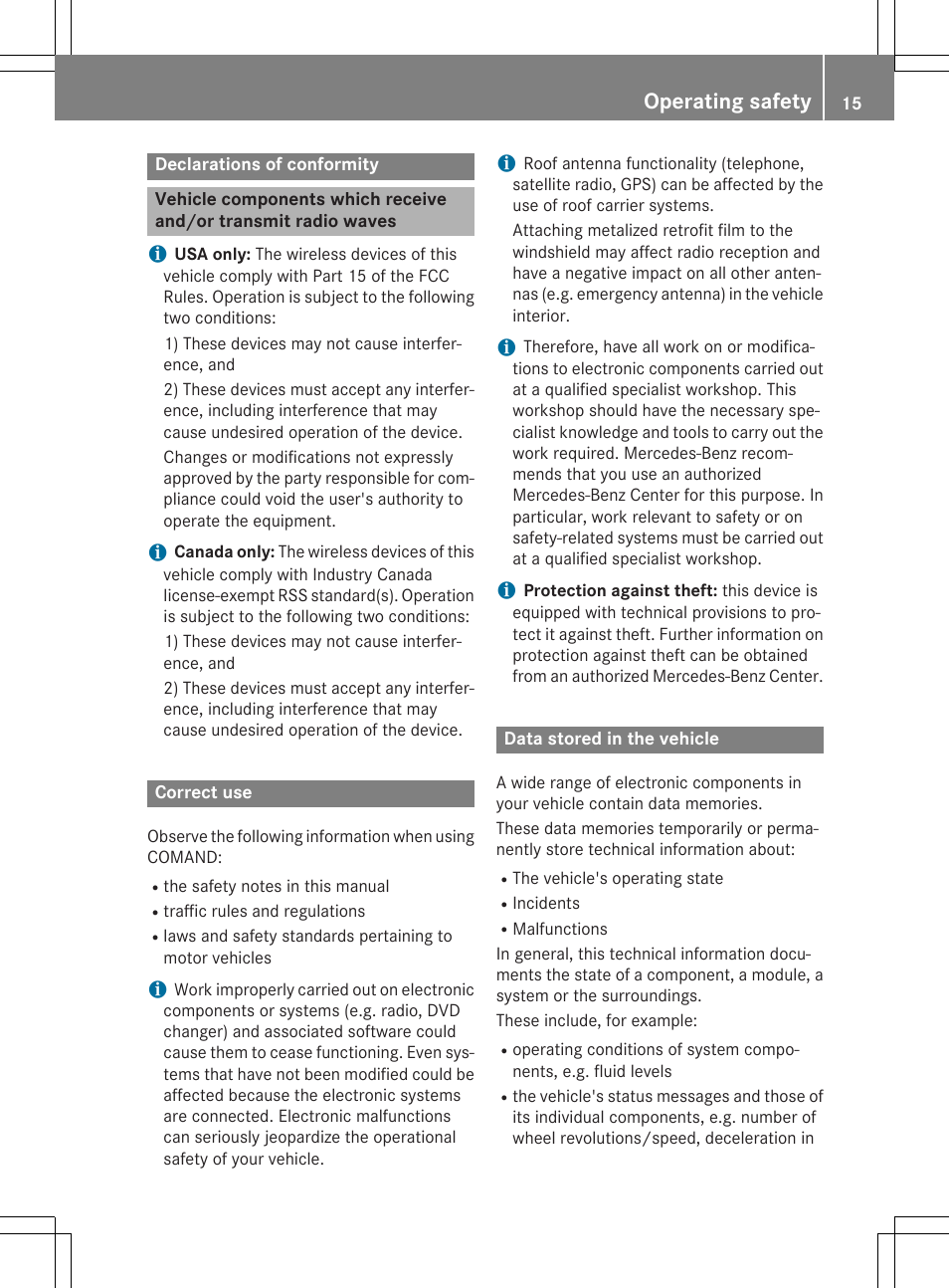 Operating safety | Mercedes-Benz CLA-Class 2014 COMAND Manual User Manual | Page 17 / 270