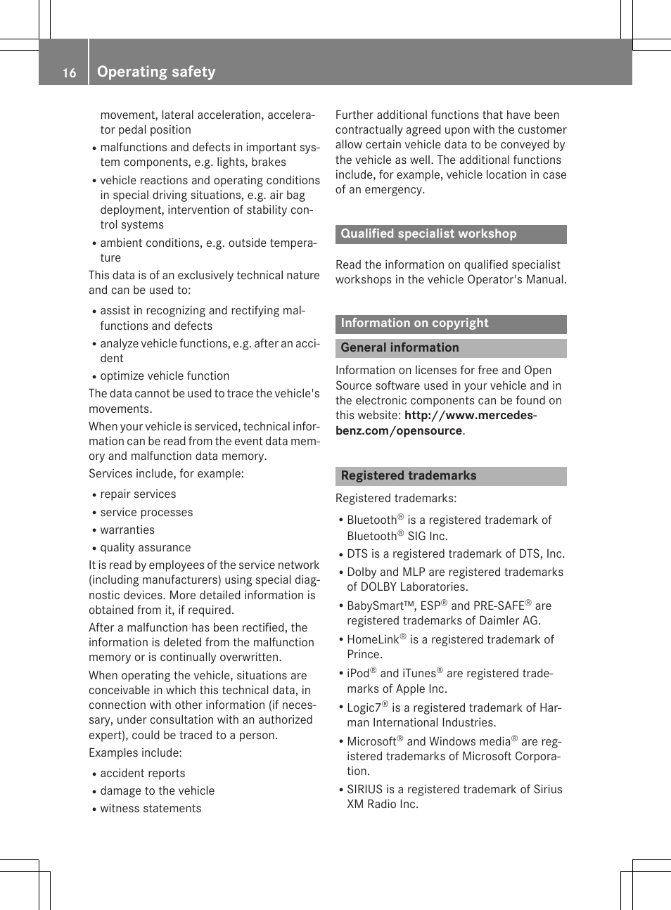 Operating safety | Mercedes-Benz CLA-Class 2014 COMAND Manual User Manual | Page 18 / 270