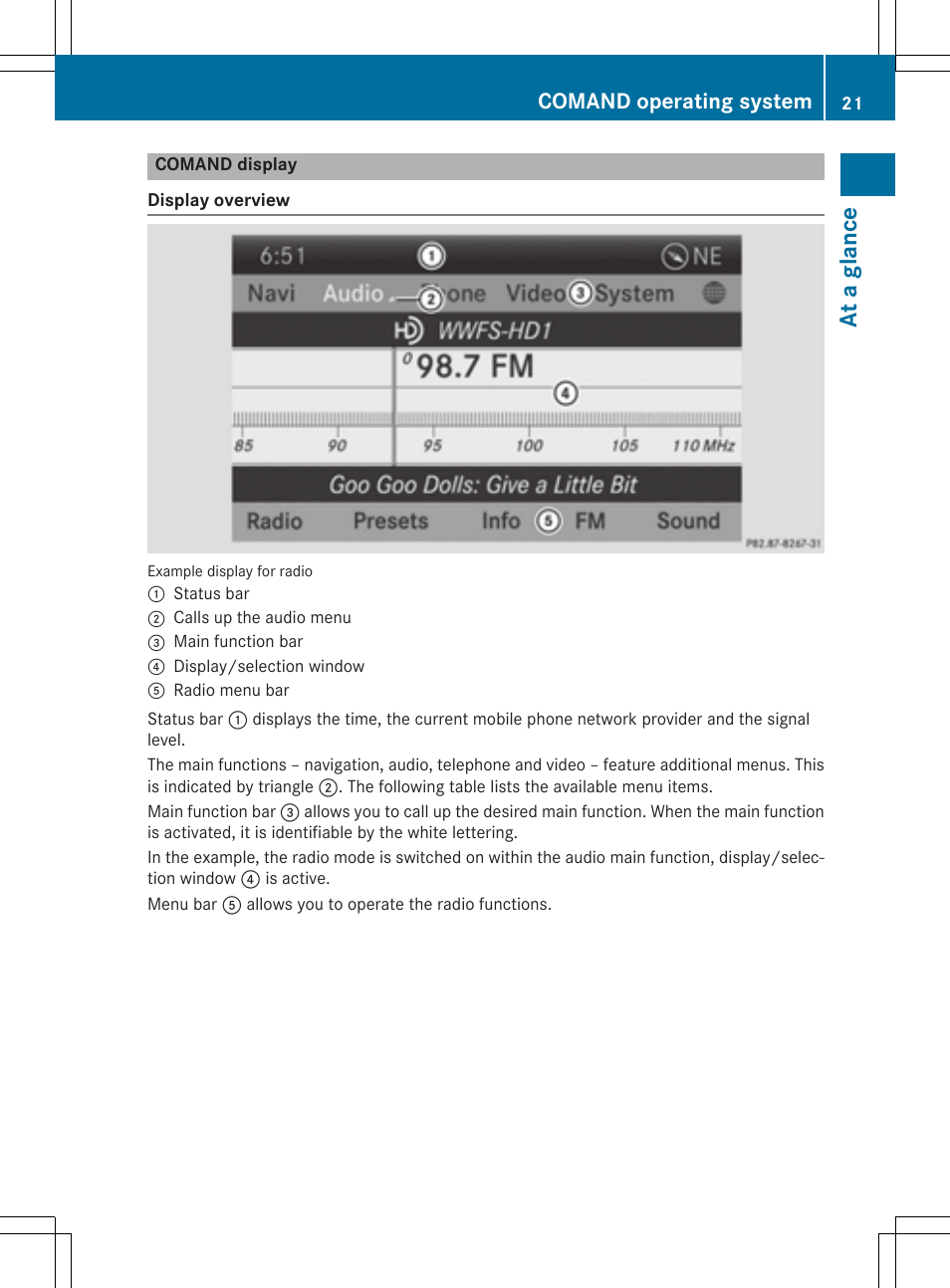 At a glan ce, Comand operating system | Mercedes-Benz CLA-Class 2014 COMAND Manual User Manual | Page 23 / 270