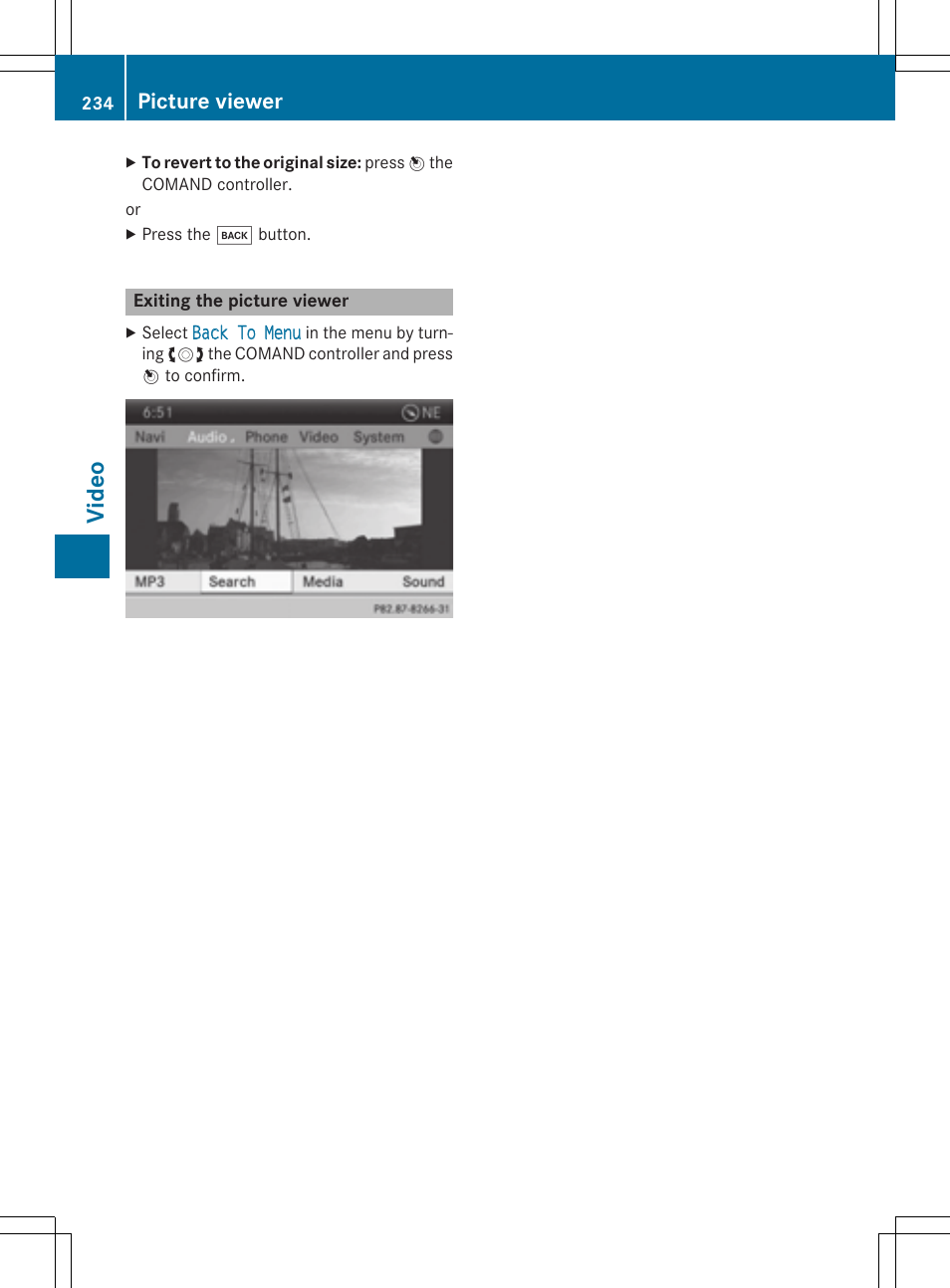 Vide o, Picture viewer | Mercedes-Benz CLA-Class 2014 COMAND Manual User Manual | Page 236 / 270