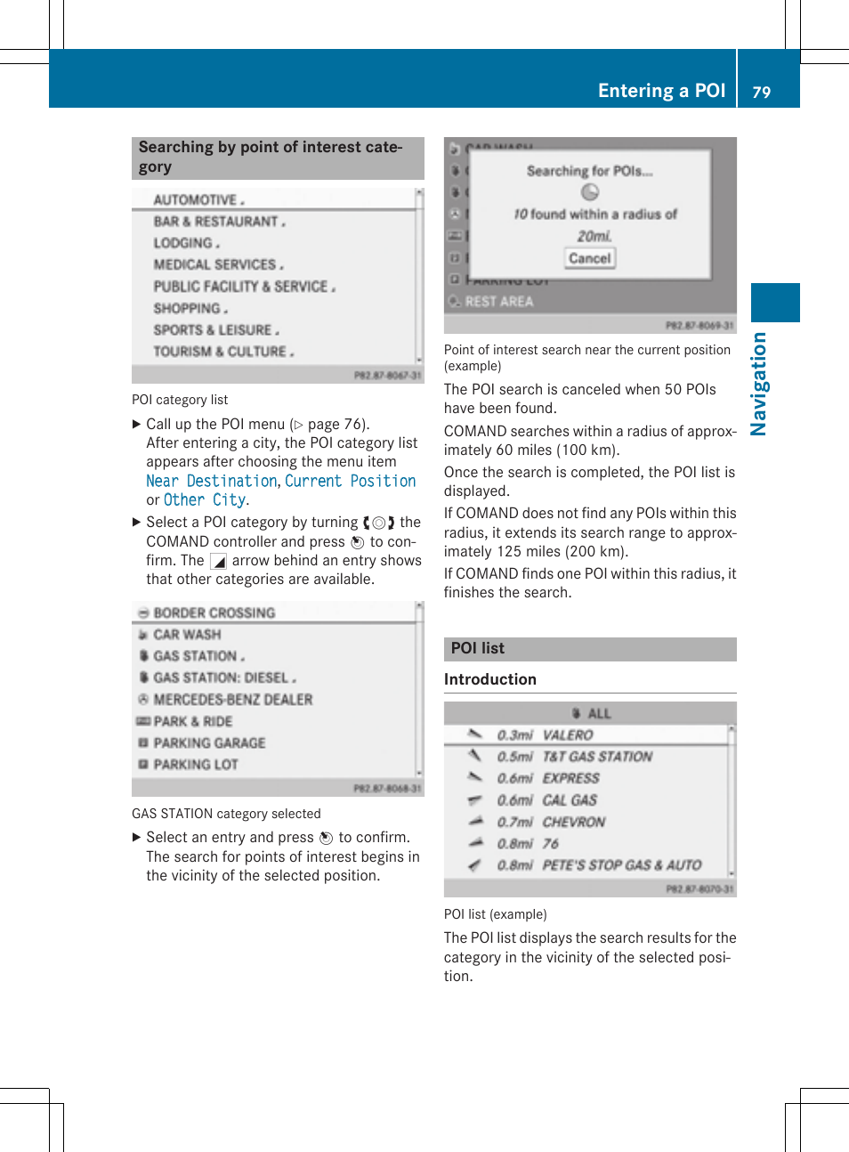 Navigation, Entering a poi | Mercedes-Benz CLA-Class 2014 COMAND Manual User Manual | Page 81 / 270