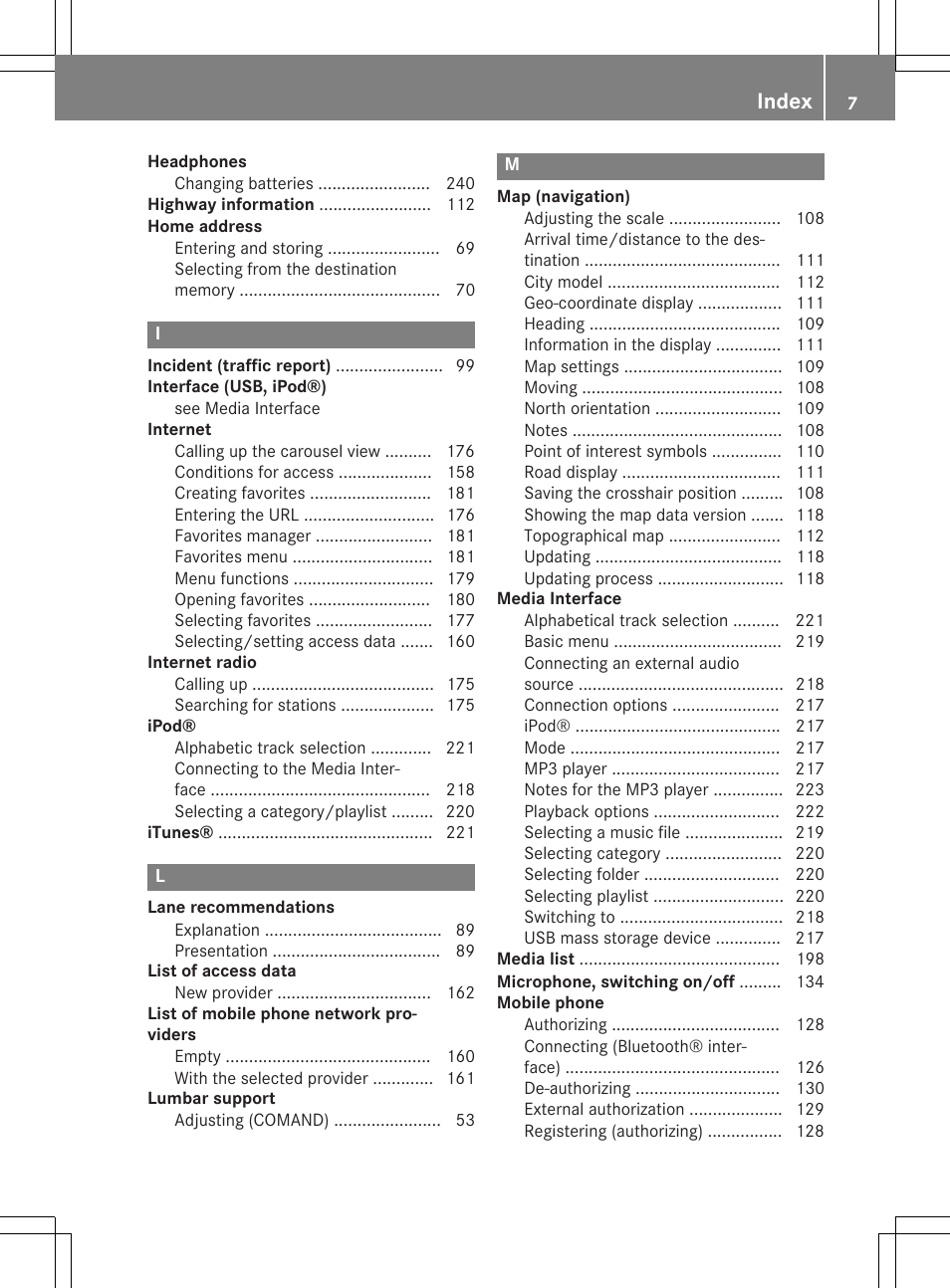 Index | Mercedes-Benz CLA-Class 2014 COMAND Manual User Manual | Page 9 / 270