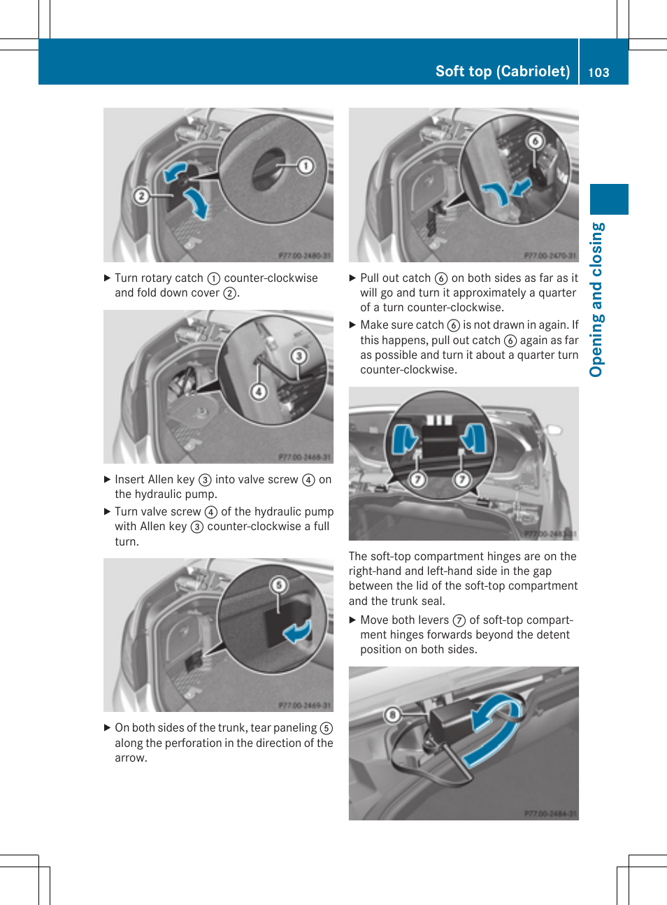 Opening and closing, Soft top (cabriolet) | Mercedes-Benz E-Cabriolet 2015 User Manual | Page 105 / 386