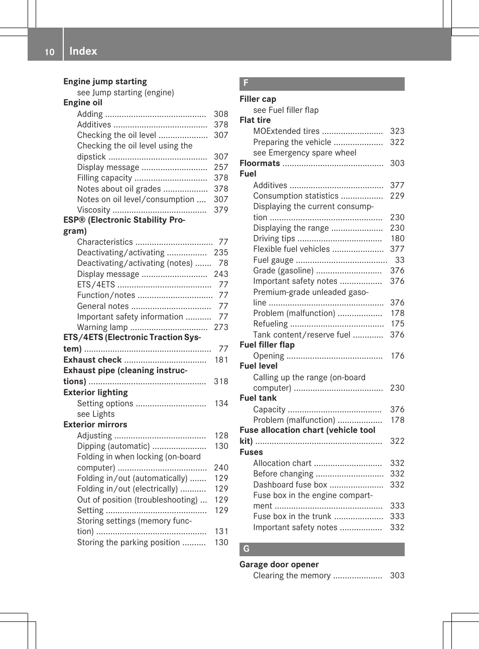 Index | Mercedes-Benz E-Cabriolet 2015 User Manual | Page 12 / 386