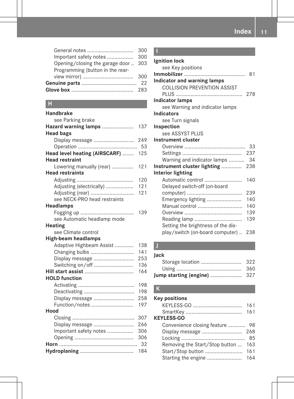 Index | Mercedes-Benz E-Cabriolet 2015 User Manual | Page 13 / 386