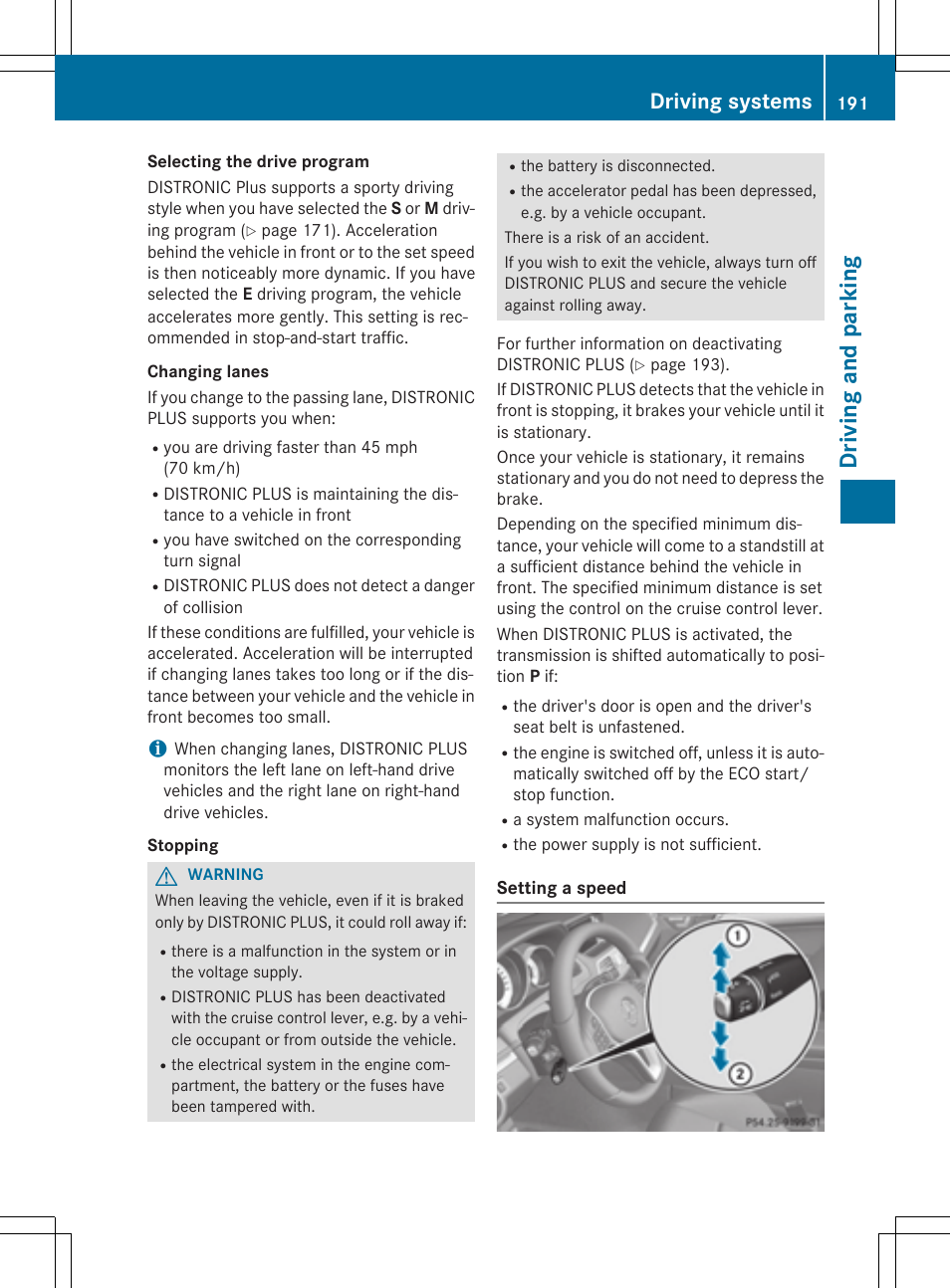 Dr ivi ng an d parki ng, Driving systems | Mercedes-Benz E-Cabriolet 2015 User Manual | Page 193 / 386