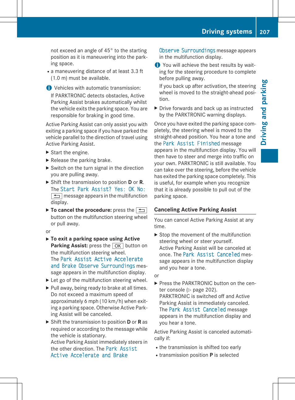 Dri vin g and parking, Driving systems | Mercedes-Benz E-Cabriolet 2015 User Manual | Page 209 / 386