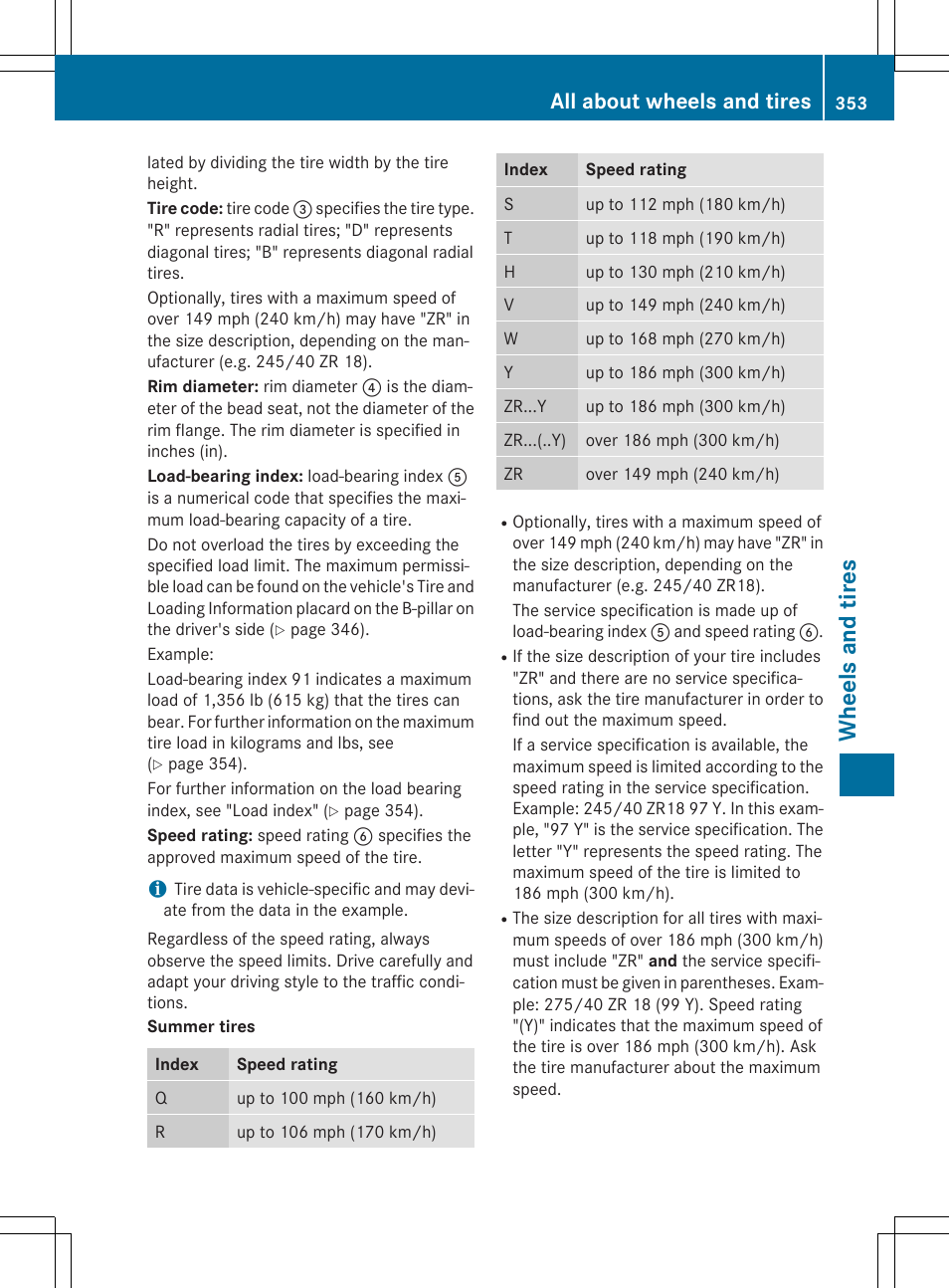 Wheels and tires, All about wheels and tires | Mercedes-Benz E-Cabriolet 2015 User Manual | Page 355 / 386