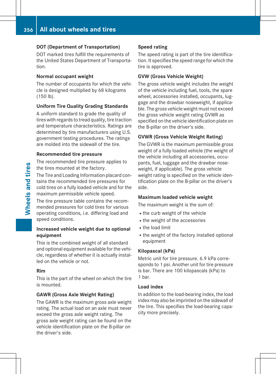 Wheels and tir es, All about wheels and tires | Mercedes-Benz E-Cabriolet 2015 User Manual | Page 358 / 386