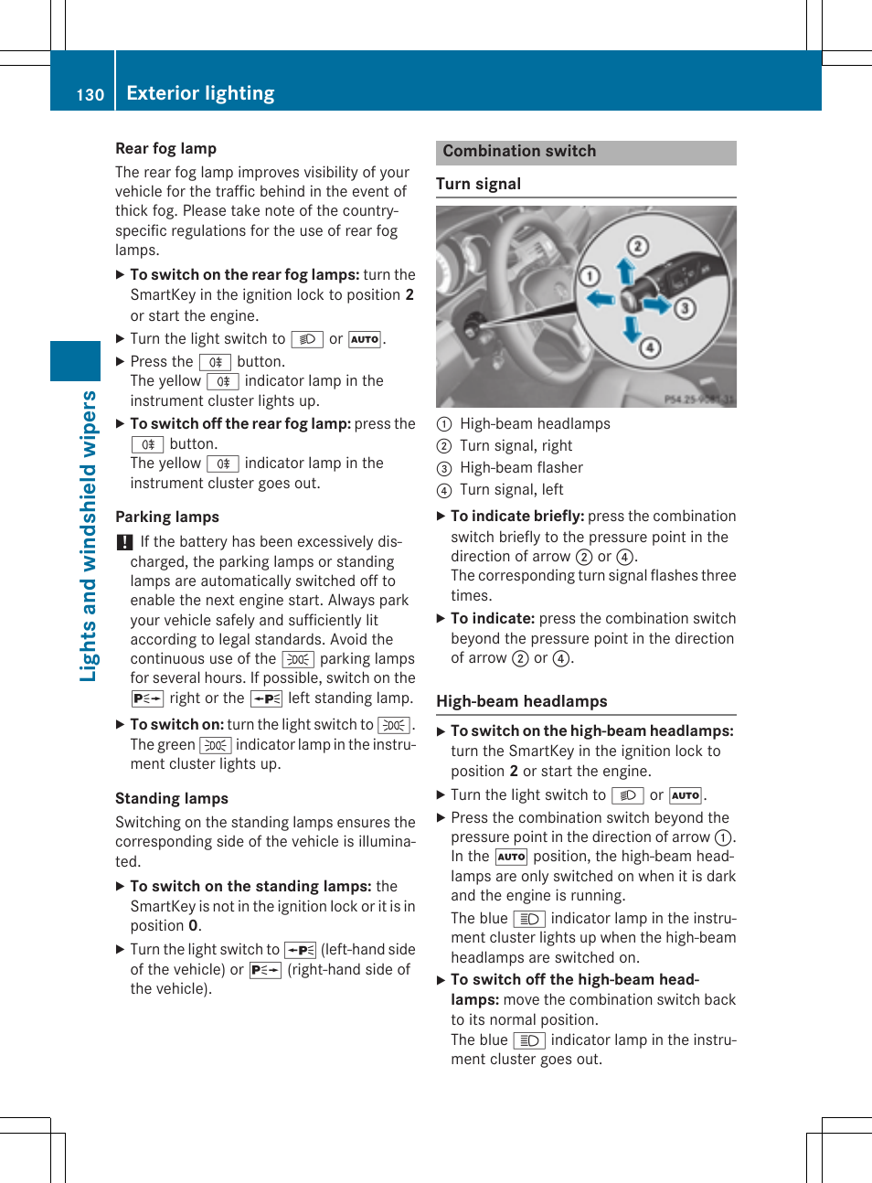 Lights and windshi eld wipers, Exterior lighting | Mercedes-Benz E-Wagon 2015 User Manual | Page 132 / 426