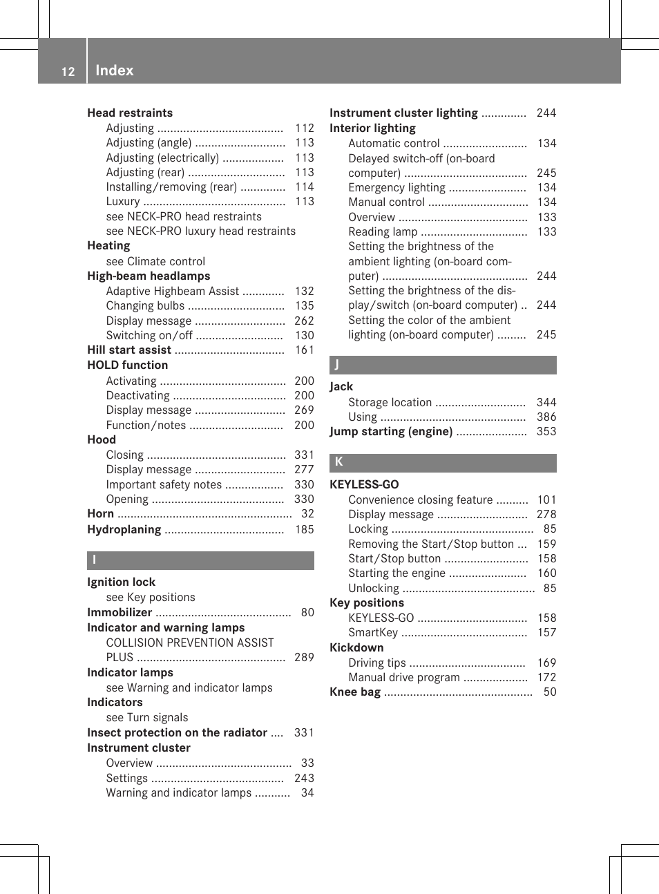 Index | Mercedes-Benz E-Wagon 2015 User Manual | Page 14 / 426