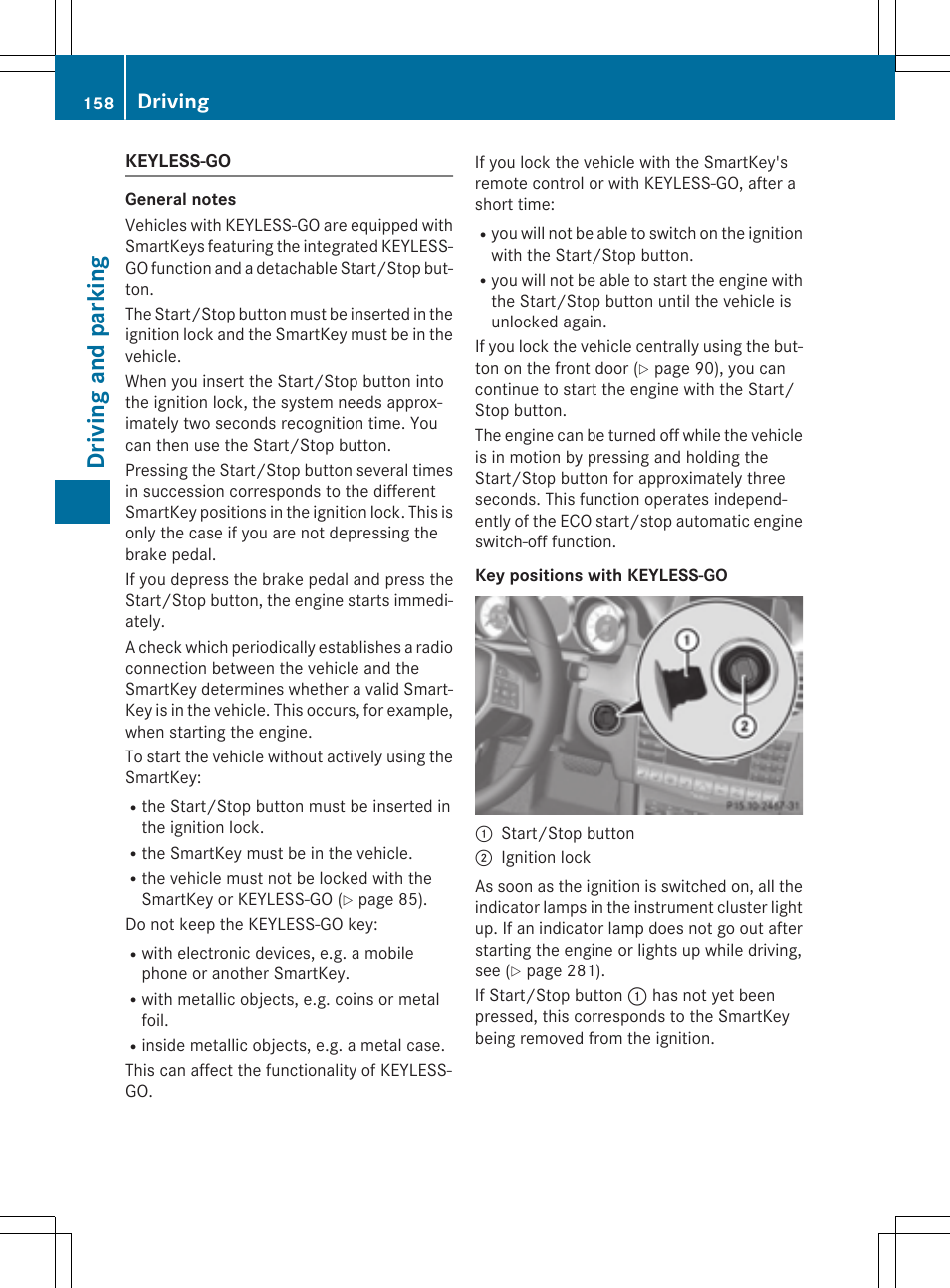 Driv ing and pa rki ng, Driving | Mercedes-Benz E-Wagon 2015 User Manual | Page 160 / 426