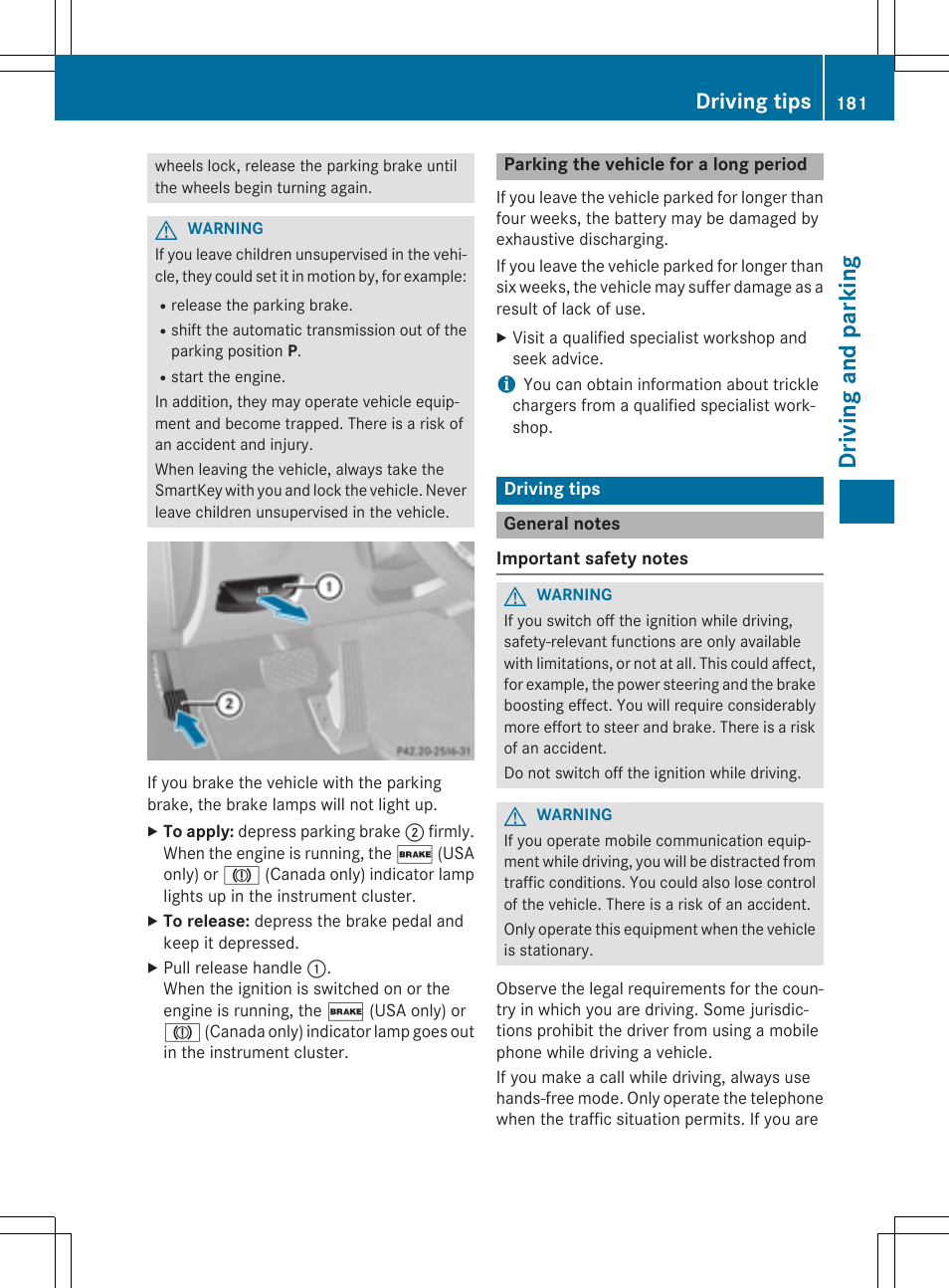 Driving and parking, Driving tips | Mercedes-Benz E-Wagon 2015 User Manual | Page 183 / 426