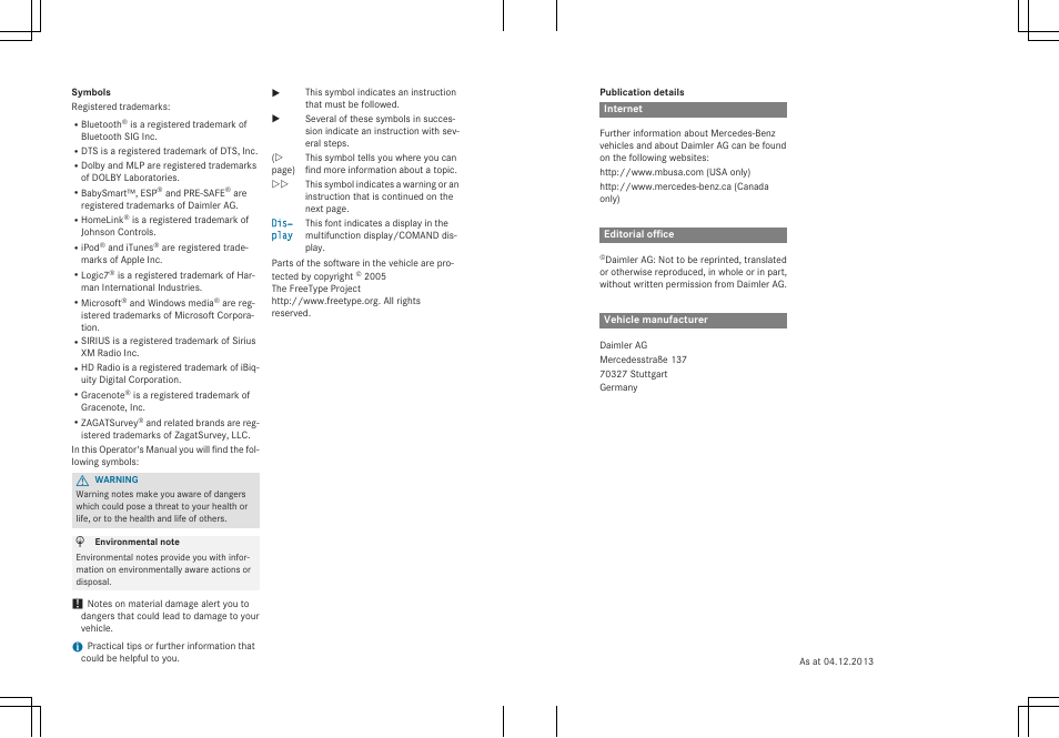 Mercedes-Benz E-Wagon 2015 User Manual | Page 2 / 426