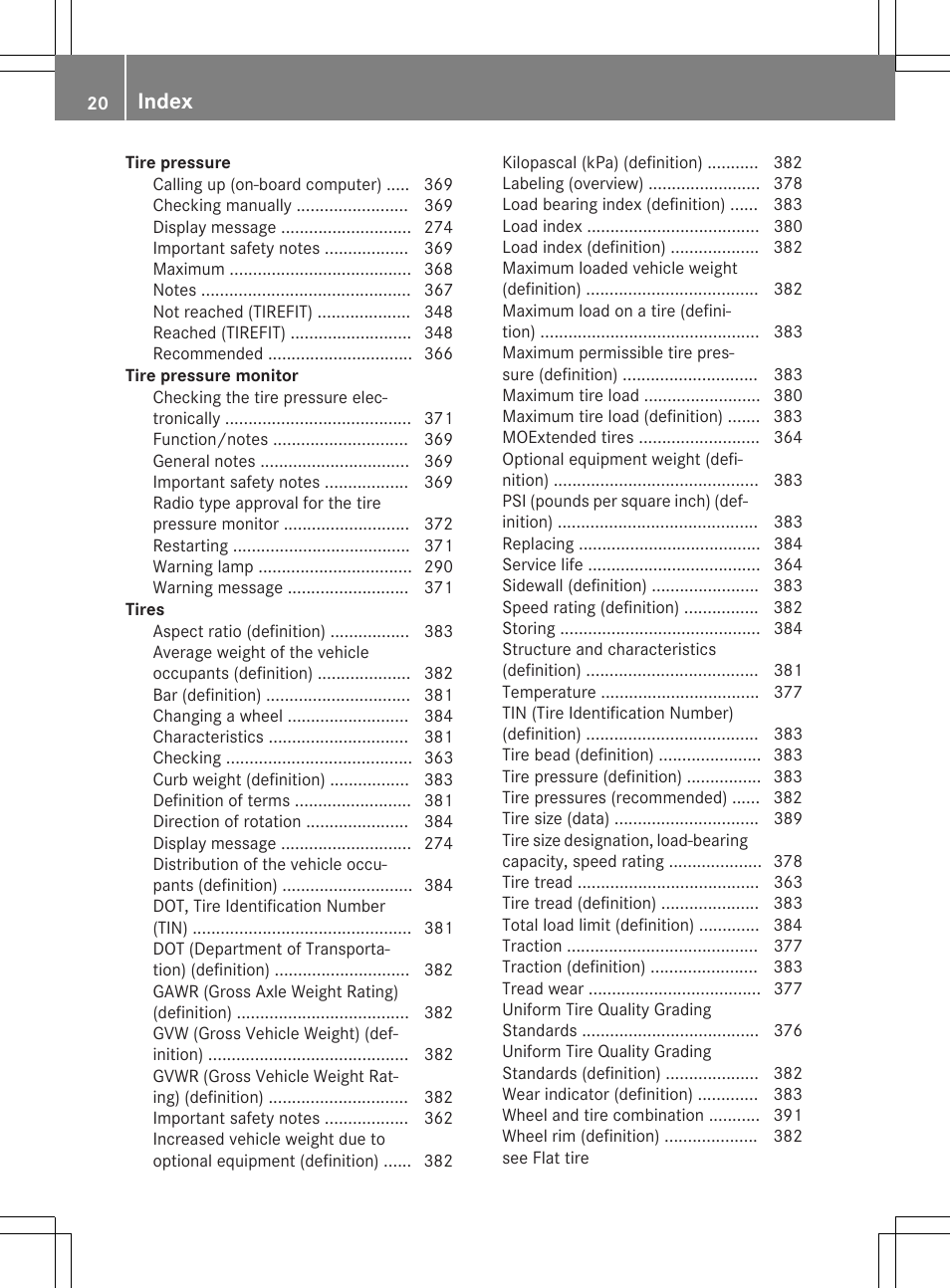 Index | Mercedes-Benz E-Wagon 2015 User Manual | Page 22 / 426