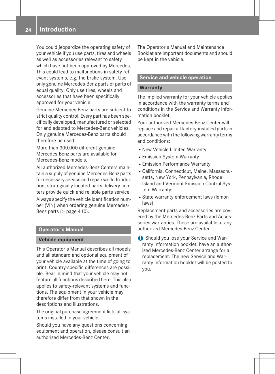 Introduction | Mercedes-Benz E-Wagon 2015 User Manual | Page 26 / 426
