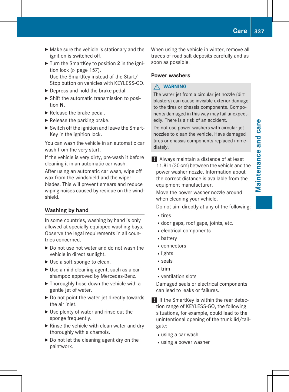 Maintenance and care, Care | Mercedes-Benz E-Wagon 2015 User Manual | Page 339 / 426