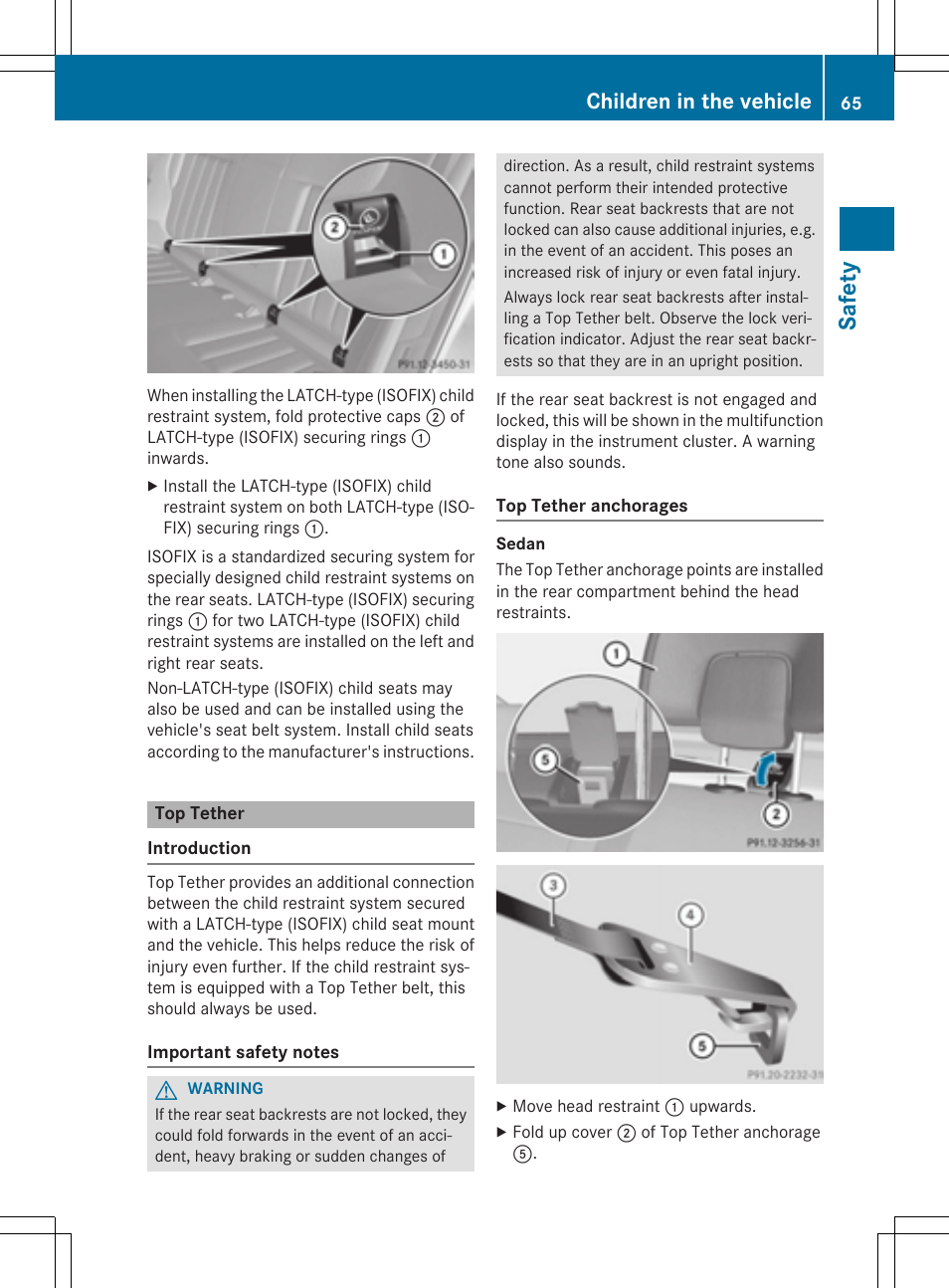 Safet y, Children in the vehicle | Mercedes-Benz E-Wagon 2015 User Manual | Page 67 / 426