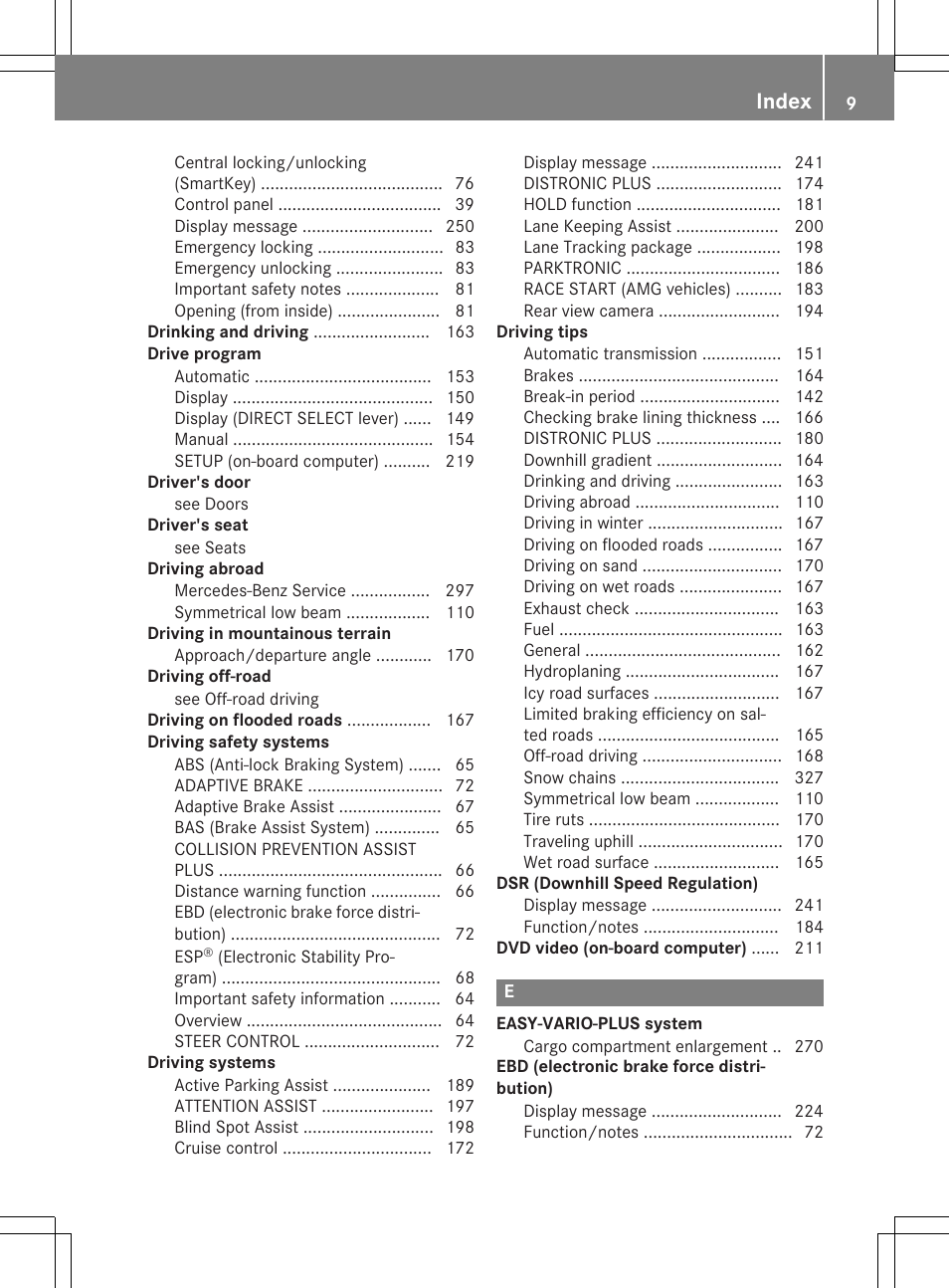 Index | Mercedes-Benz GLA-Class 2015 Owners Manual User Manual | Page 11 / 374