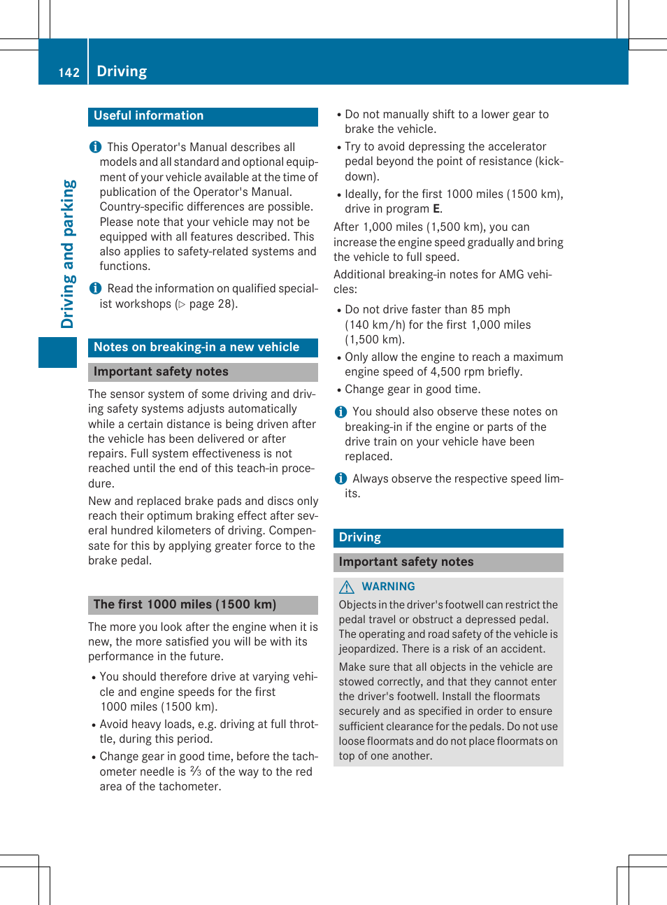 Driving and parking, Driving | Mercedes-Benz GLA-Class 2015 Owners Manual User Manual | Page 144 / 374