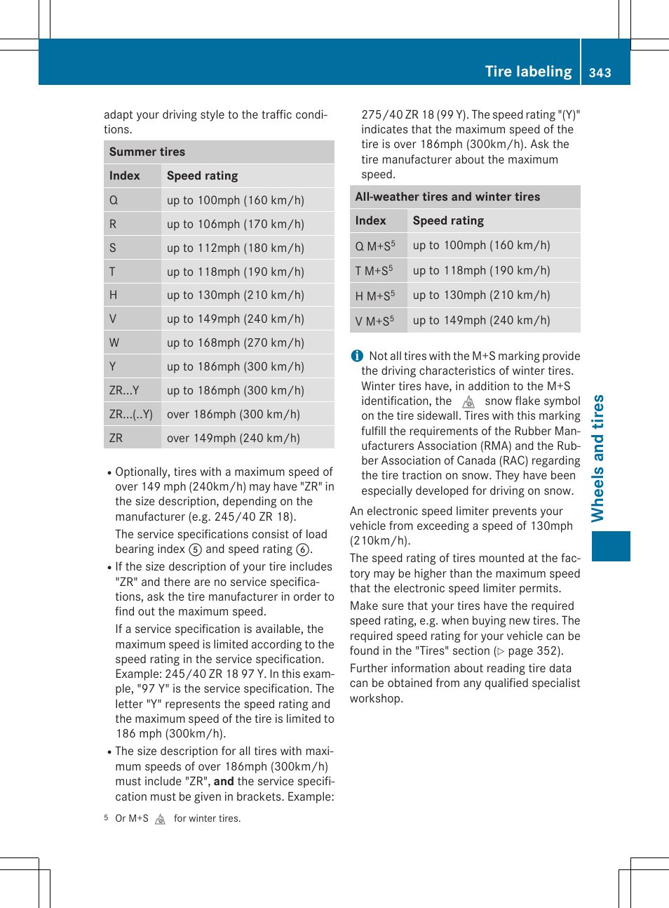 Wh eels and tires, Tire labeling | Mercedes-Benz GLA-Class 2015 Owners Manual User Manual | Page 345 / 374