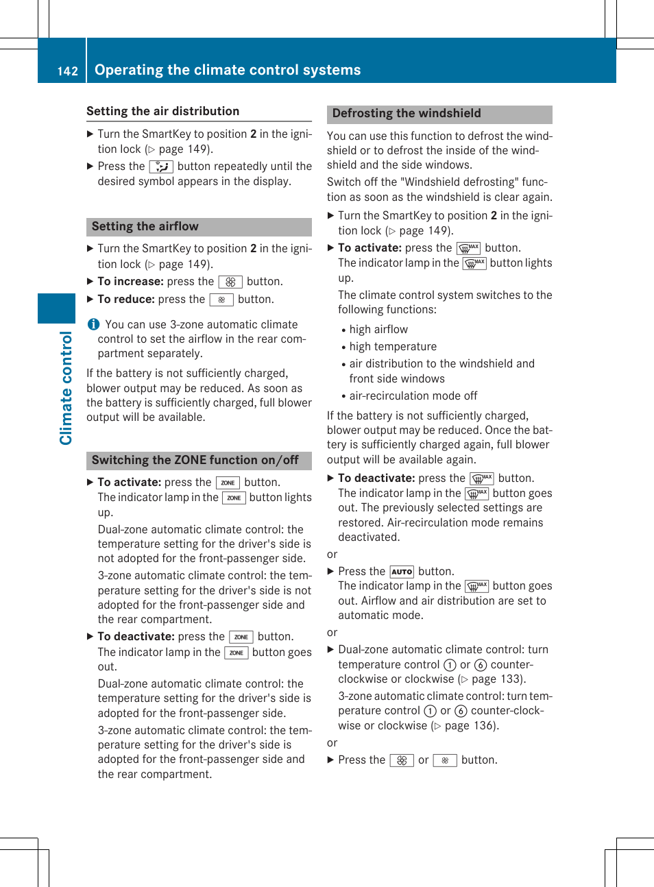 Climate control, Operating the climate control systems | Mercedes-Benz CLS-Class 2015 User Manual | Page 144 / 398