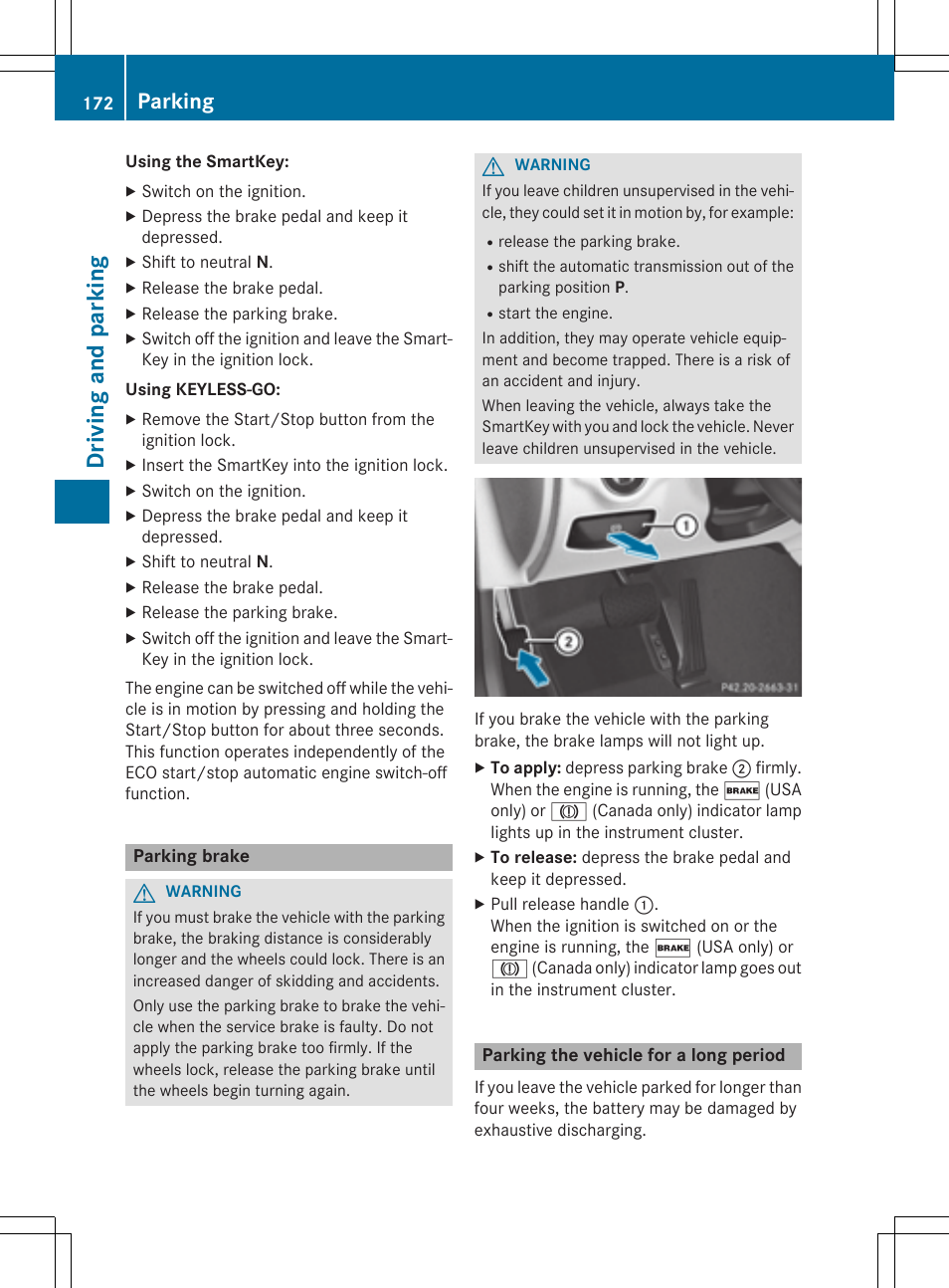 Driving and parking, Parking | Mercedes-Benz CLS-Class 2015 User Manual | Page 174 / 398