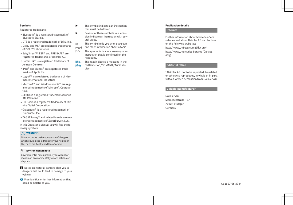 Mercedes-Benz CLS-Class 2015 User Manual | Page 2 / 398