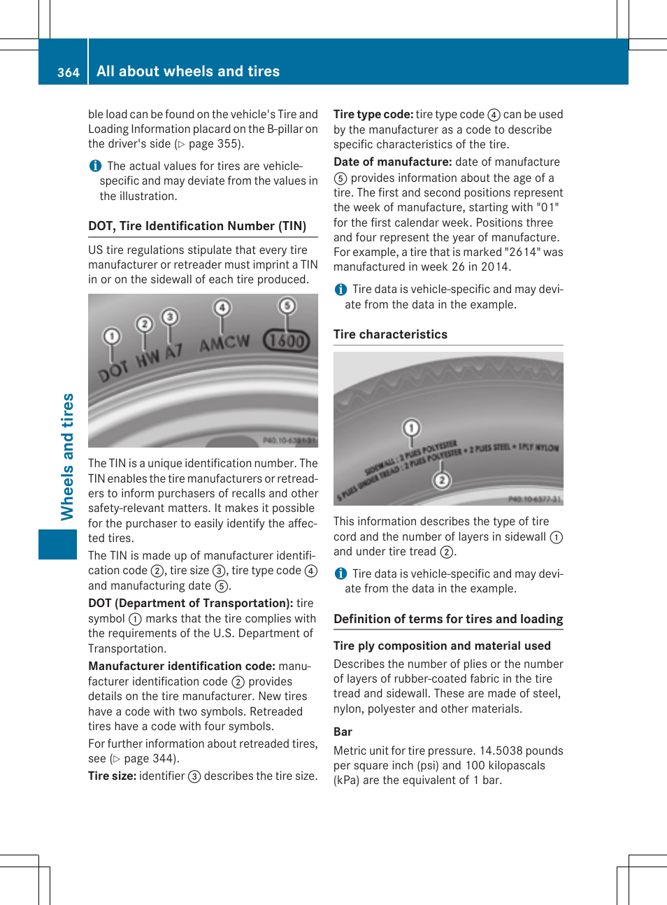 Wheels and tires, All about wheels and tires | Mercedes-Benz CLS-Class 2015 User Manual | Page 366 / 398