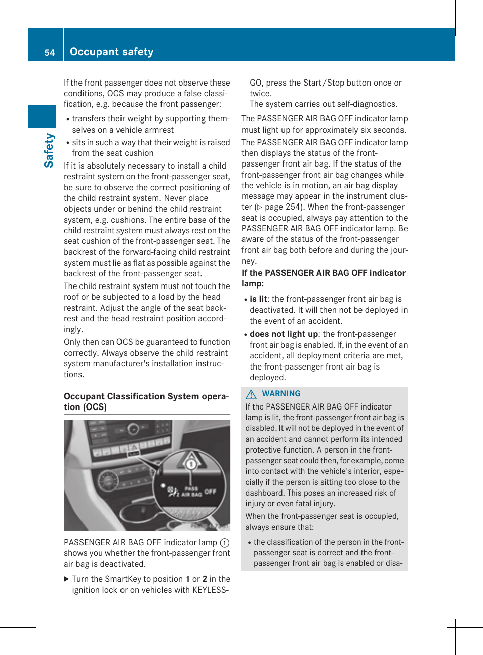 Safety, Occupant safety | Mercedes-Benz CLS-Class 2015 User Manual | Page 56 / 398