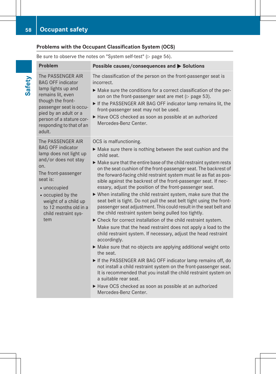 Safety, Occupant safety | Mercedes-Benz CLS-Class 2015 User Manual | Page 60 / 398