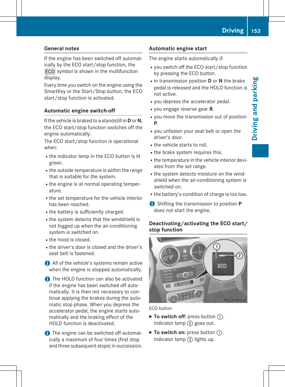 Driving and parking, Driving | Mercedes-Benz GLK-Class 2015 Owners Manual User Manual | Page 155 / 386