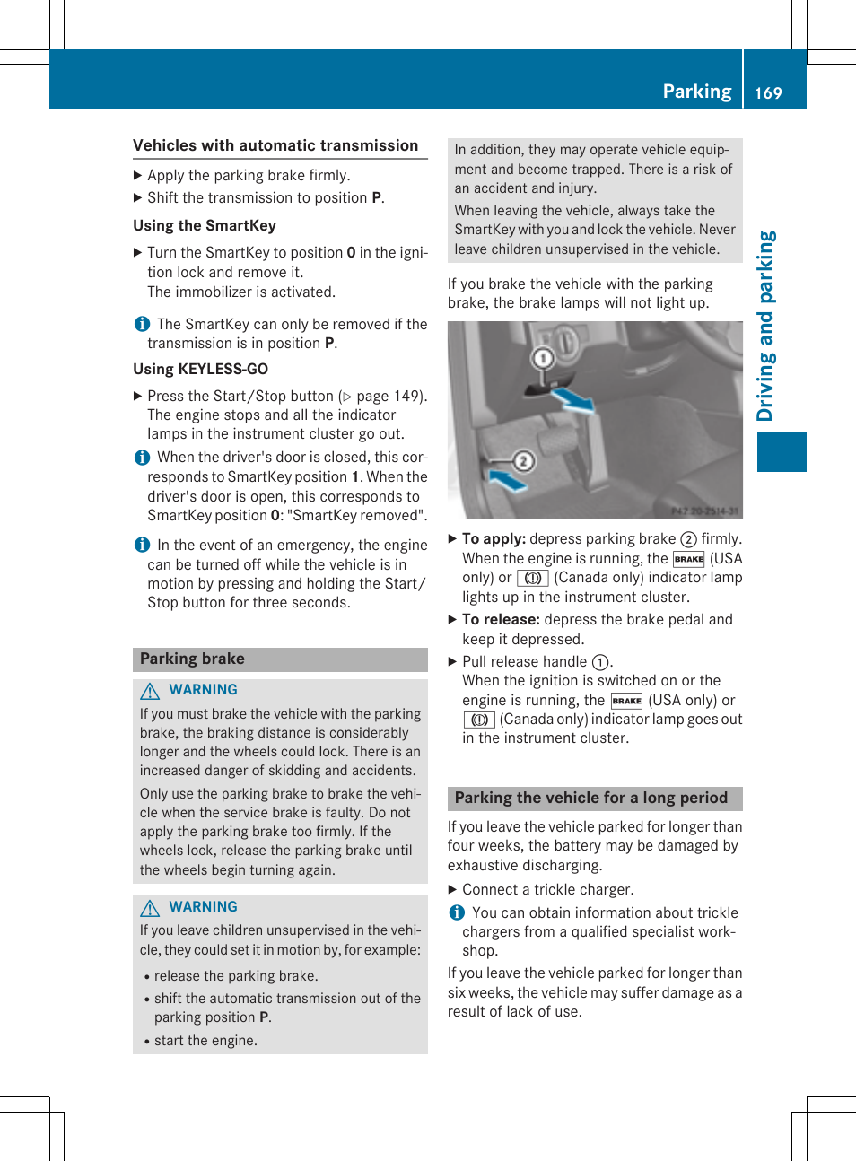 Dr ivi ng an d parki ng, Parking | Mercedes-Benz GLK-Class 2015 Owners Manual User Manual | Page 171 / 386