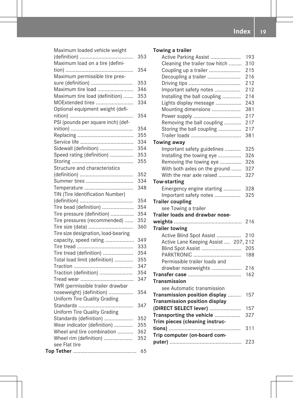 Index | Mercedes-Benz GLK-Class 2015 Owners Manual User Manual | Page 21 / 386