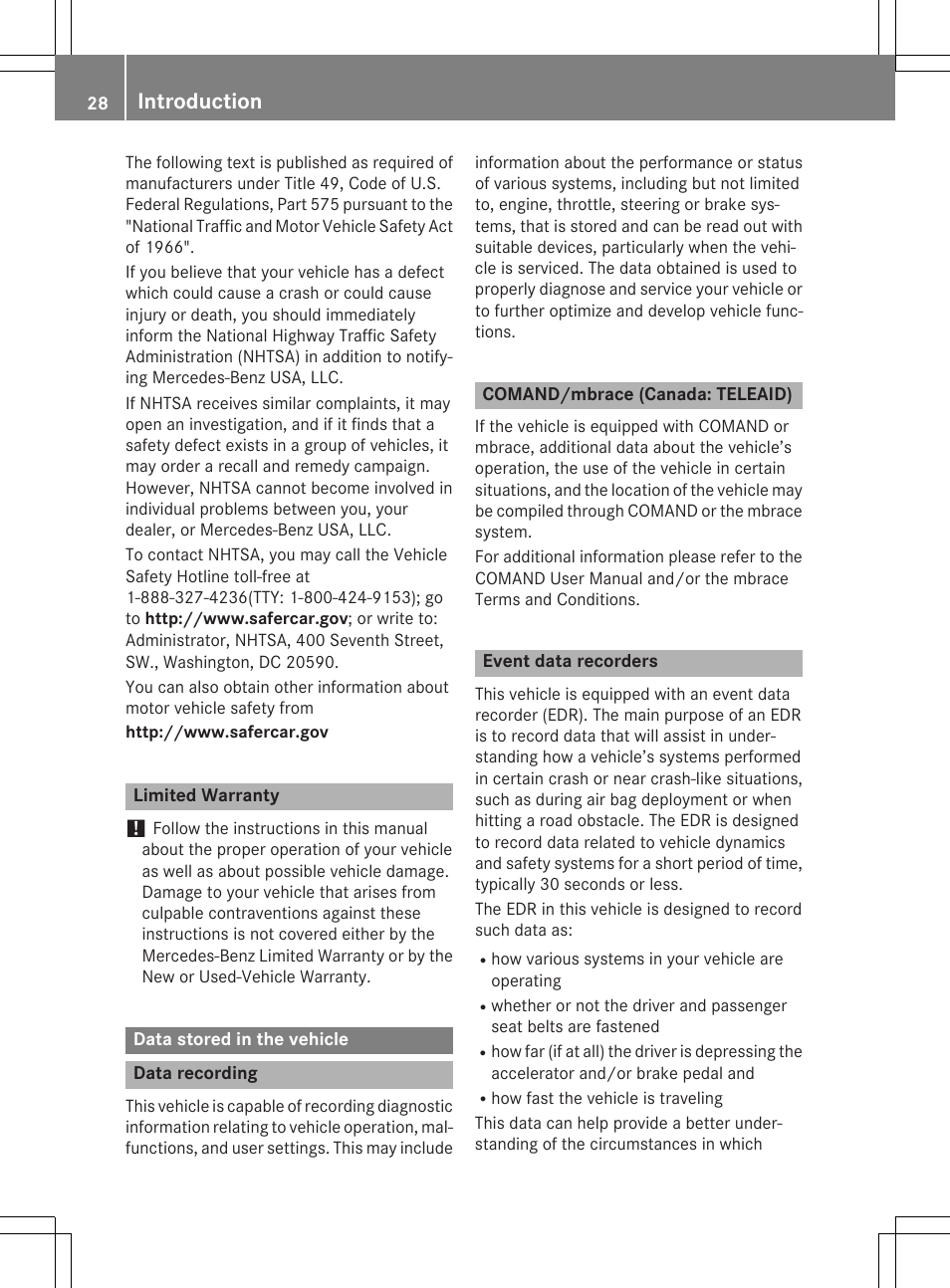 Introduction | Mercedes-Benz GLK-Class 2015 Owners Manual User Manual | Page 30 / 386