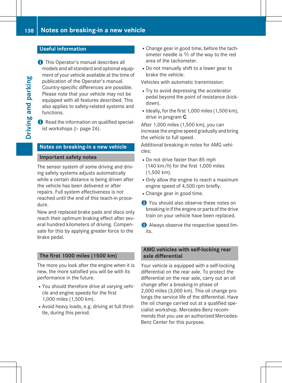 Driving and parking | Mercedes-Benz SLK-Class 2015 Owners Manual User Manual | Page 140 / 358