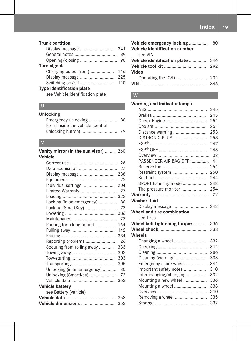 Index | Mercedes-Benz SLK-Class 2015 Owners Manual User Manual | Page 21 / 358