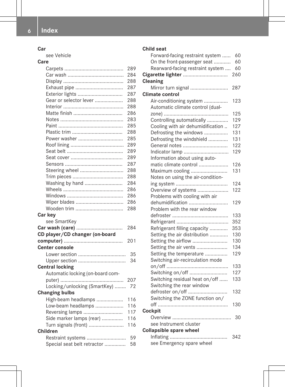 Index | Mercedes-Benz SLK-Class 2015 Owners Manual User Manual | Page 8 / 358