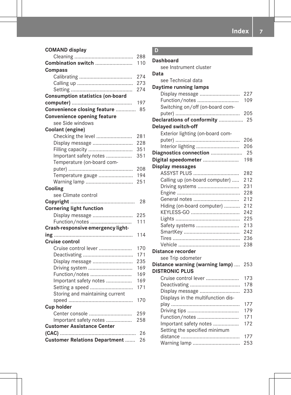 Index | Mercedes-Benz SLK-Class 2015 Owners Manual User Manual | Page 9 / 358
