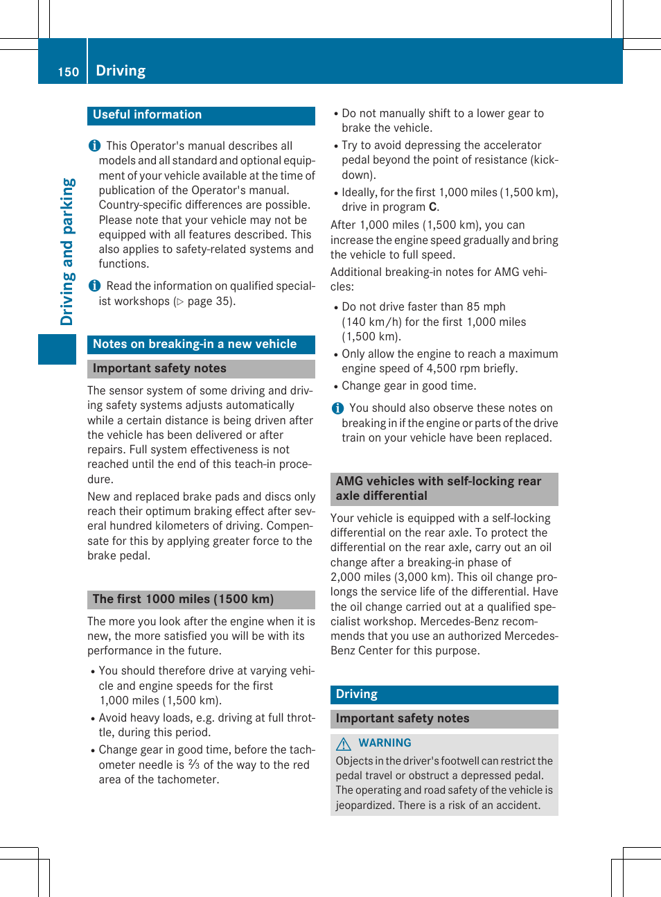 Driving and parking, Driving | Mercedes-Benz SL-Class 2015 User Manual | Page 152 / 610