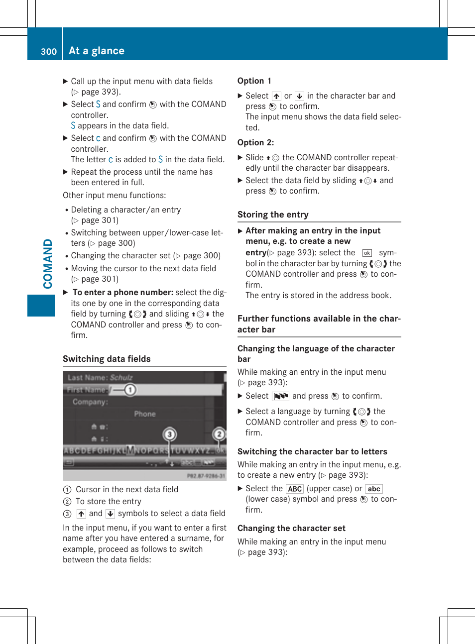 Coman d, At a glance | Mercedes-Benz SL-Class 2015 User Manual | Page 302 / 610