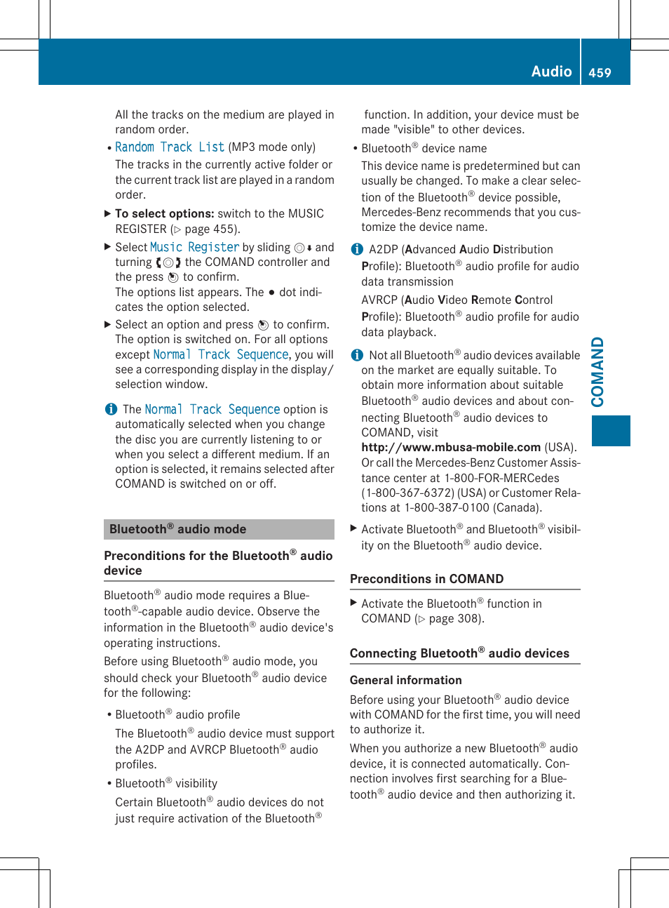 Comand, Audio | Mercedes-Benz SL-Class 2015 User Manual | Page 461 / 610