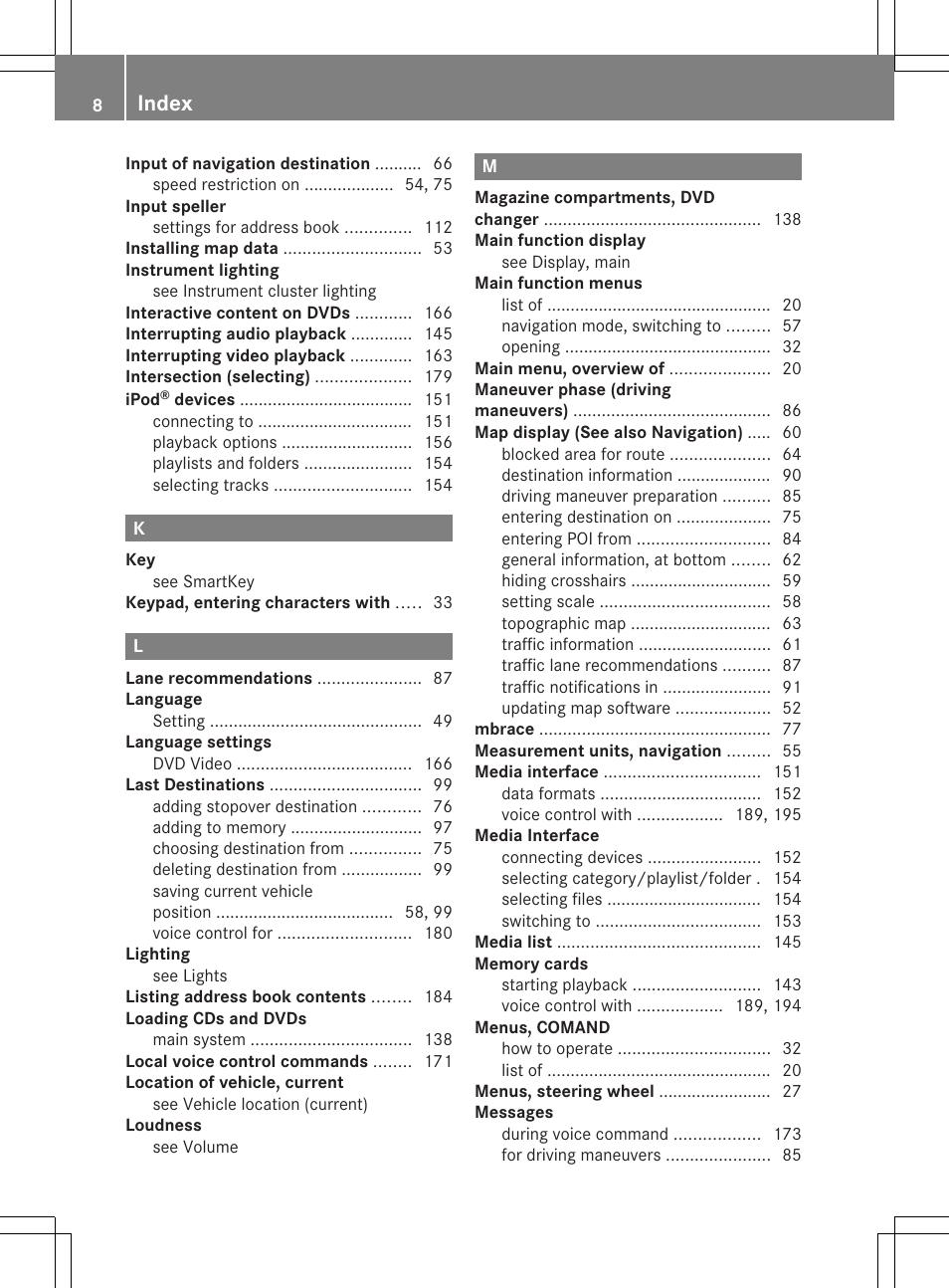 Index | Mercedes-Benz SLS-Class 2015 COMAND Manual User Manual | Page 10 / 202
