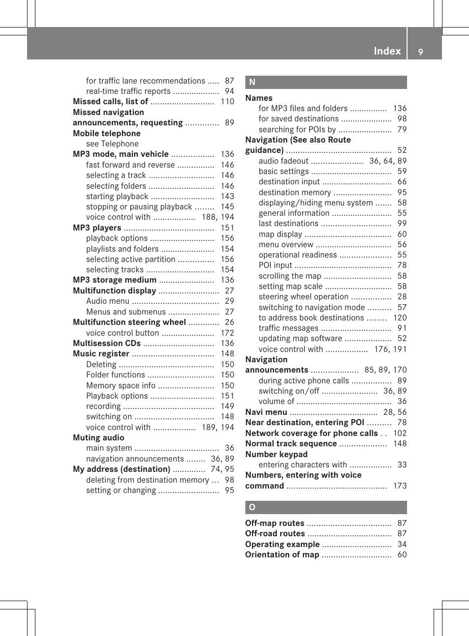 Index | Mercedes-Benz SLS-Class 2015 COMAND Manual User Manual | Page 11 / 202