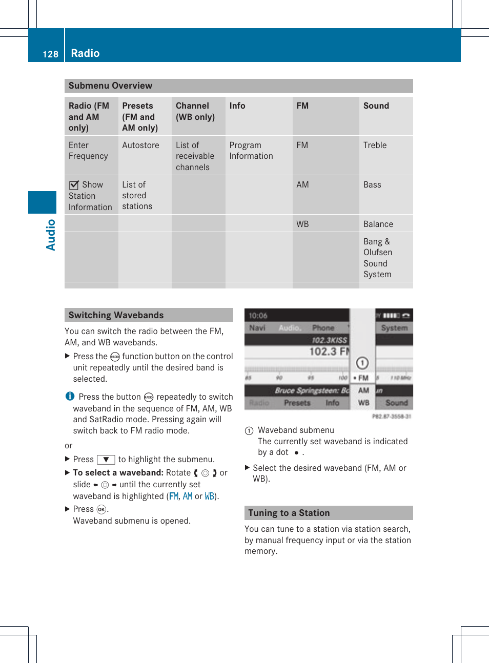 Audio, Radio | Mercedes-Benz SLS-Class 2015 COMAND Manual User Manual | Page 130 / 202
