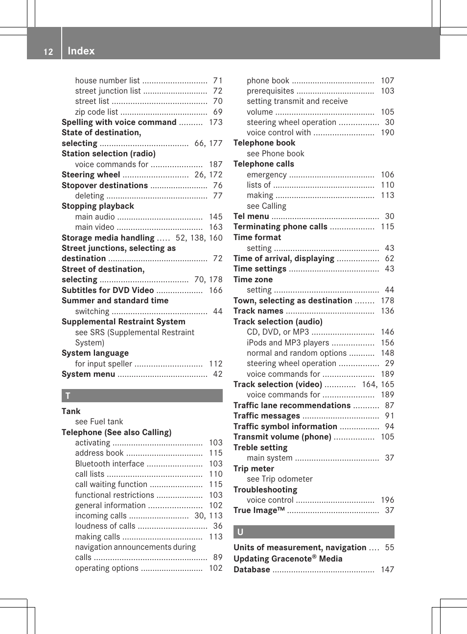 Index | Mercedes-Benz SLS-Class 2015 COMAND Manual User Manual | Page 14 / 202