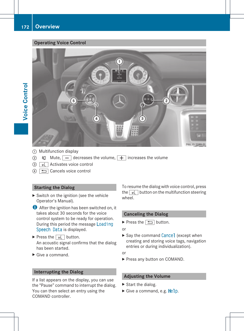 Voice control, Overview | Mercedes-Benz SLS-Class 2015 COMAND Manual User Manual | Page 174 / 202